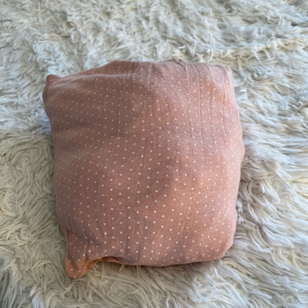 Solly baby wrap pink and white Swiss dot